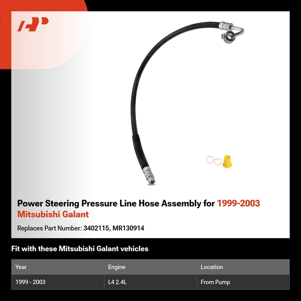 Power Steering Pressure Line Hose Assembly for 1999-2003 Mitsubishi Galant
