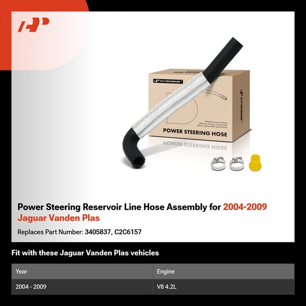 Power Steering Reservoir Line Hose Assembly for 2004-2009 Jaguar Vanden Plas