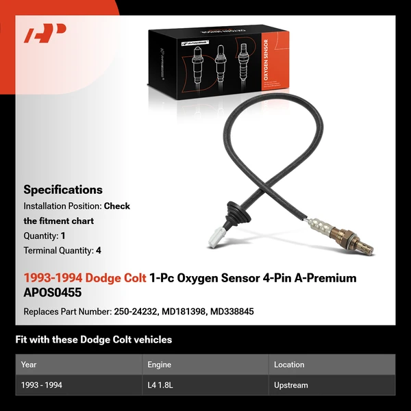 1993-1994 Dodge Colt 1-Pc Oxygen Sensor 4-Pin A-Premium APOS0455
