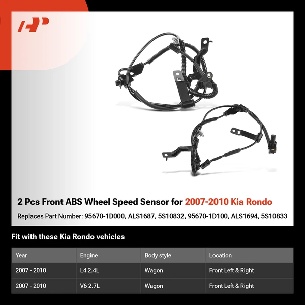 2 Pcs Front ABS Wheel Speed Sensor for 2007-2010 Kia Rondo