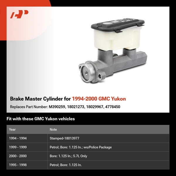 Brake Master Cylinder for 1994-2000 GMC Yukon