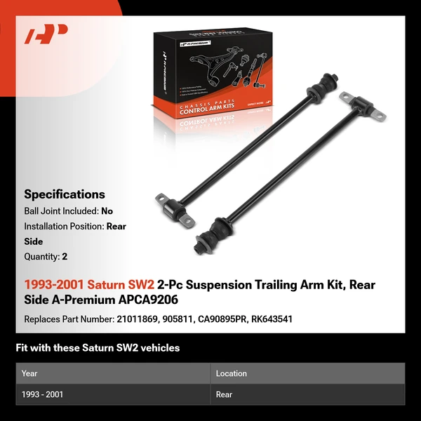 1993-2001 Saturn SW2 2-Pc Suspension Trailing Arm Kit, Rear Side A-Premium APCA9206