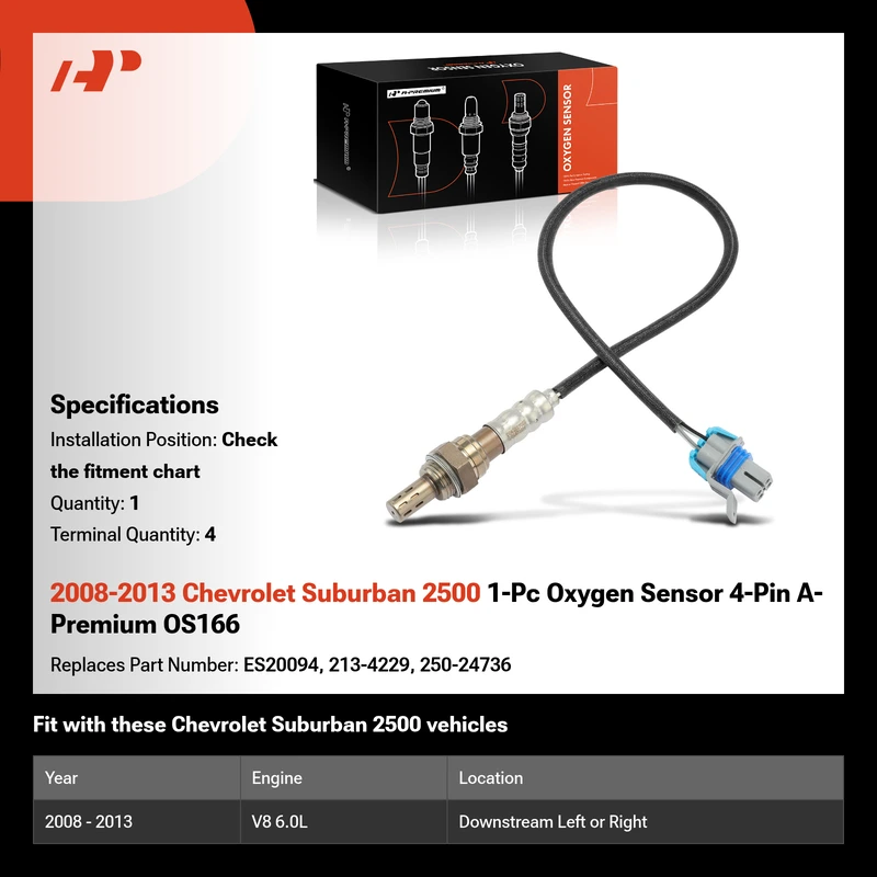 2008-2013 Chevrolet Suburban 2500 1-Pc Oxygen Sensor 4-Pin A-Premium OS166