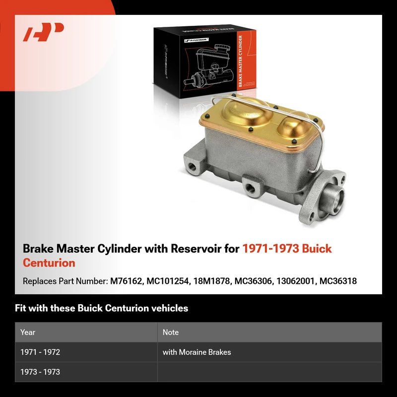 Brake Master Cylinder with Reservoir for 1971-1973 Buick Centurion