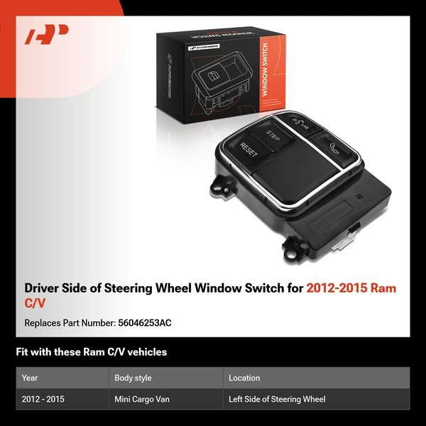 Driver Side of Steering Wheel Window Switch for 2012-2015 Ram C/V