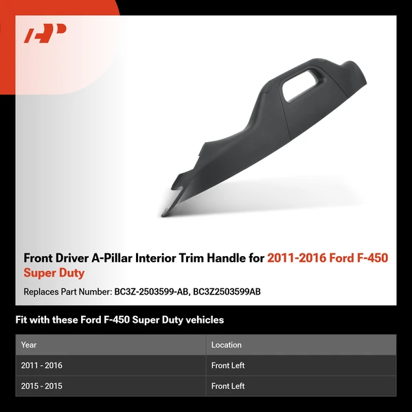 Front Driver A-Pillar Interior Trim Handle for 2011-2016 Ford F-450 Super Duty