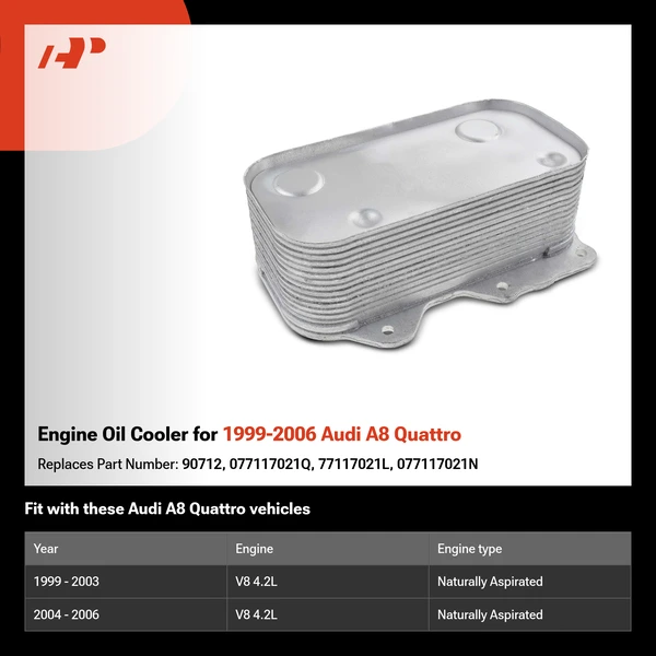 Engine Oil Cooler for 1999-2006 Audi A8 Quattro