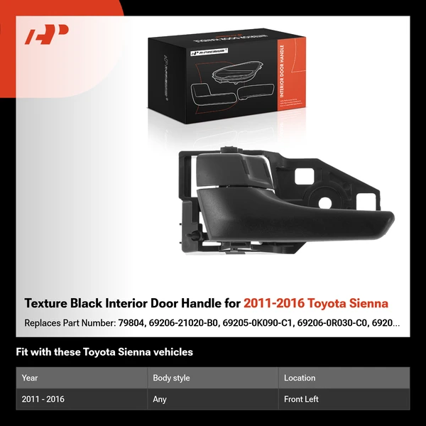 Texture Black Interior Door Handle for 2011-2016 Toyota Sienna