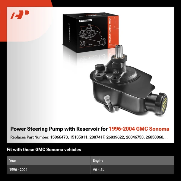 Power Steering Pump with Reservoir for 1996-2004 GMC Sonoma