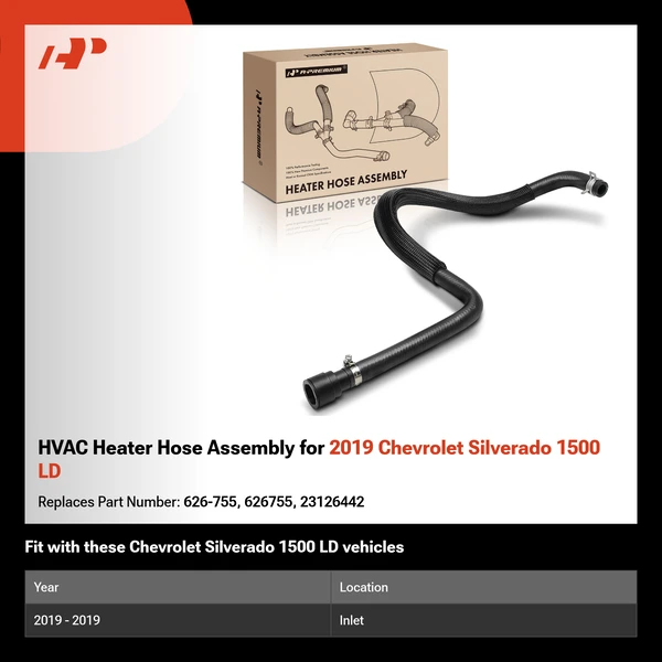 HVAC Heater Hose Assembly for 2019 Chevrolet Silverado 1500 LD