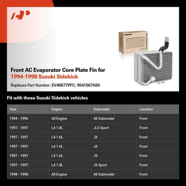 Front AC Evaporator Core Plate Fin for 1994-1998 Suzuki Sidekick