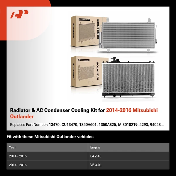 Radiator & AC Condenser Cooling Kit for 2014-2016 Mitsubishi Outlander
