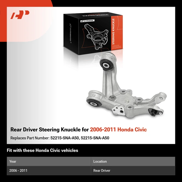 Rear Driver Steering Knuckle for 2006-2011 Honda Civic