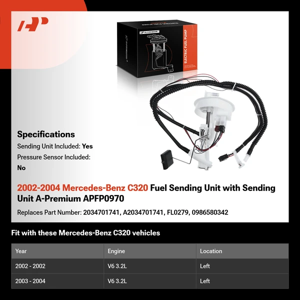 2002-2004 Mercedes-Benz C320 Fuel Sending Unit with Sending Unit A-Premium APFP0970