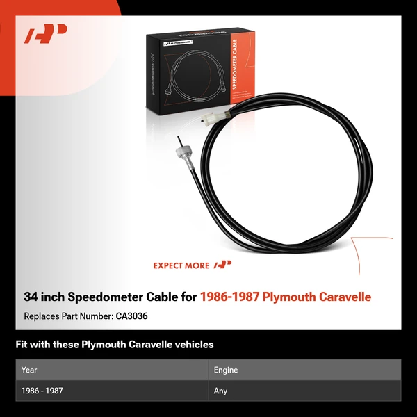 34 inch Speedometer Cable for 1986-1987 Plymouth Caravelle