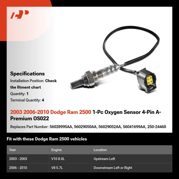 2003 2006-2010 Dodge Ram 2500 1-Pc Oxygen Sensor 4-Pin A-Premium OS022