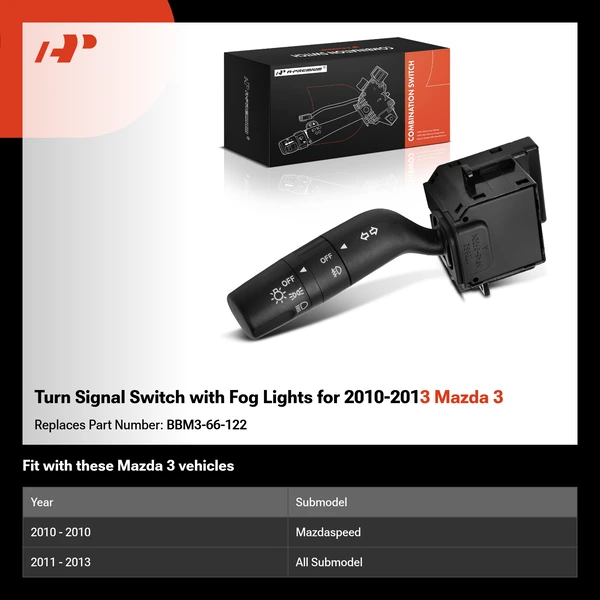 Turn Signal Switch with Fog Lights for 2010-2013 Mazda 3