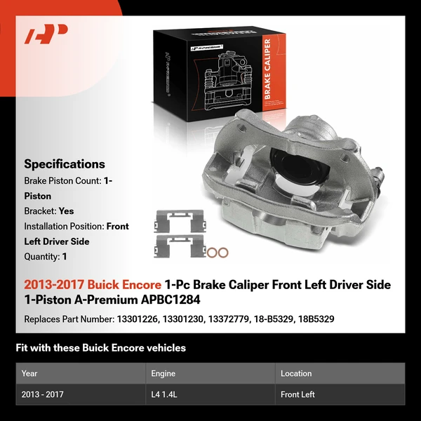 2013-2017 Buick Encore 1-Pc Brake Caliper Front Left Driver Side 1-Piston A-Premium APBC1284
