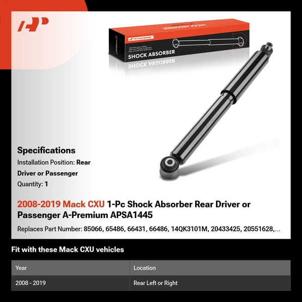 2008-2019 Mack CXU 1-Pc Shock Absorber Rear Driver or Passenger A-Premium APSA1445