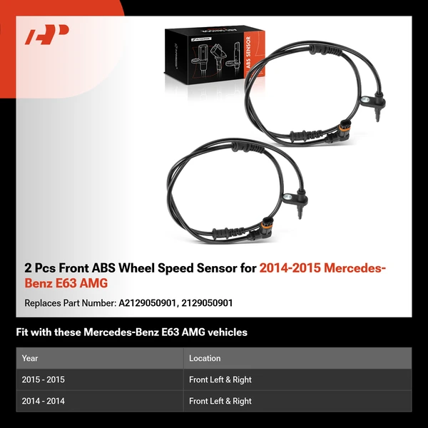 2 Pcs Front ABS Wheel Speed Sensor for 2014-2015 Mercedes-Benz E63 AMG