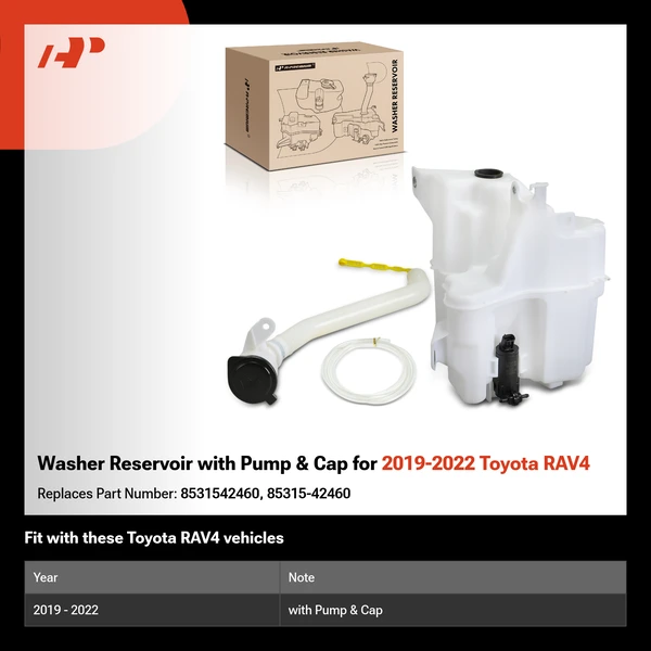Washer Reservoir with Pump & Cap for 2019-2022 Toyota RAV4