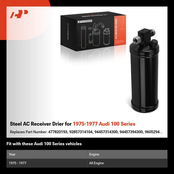 Steel AC Receiver Drier for 1975-1977 Audi 100 Series