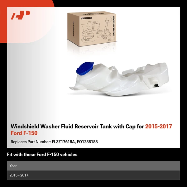 Windshield Washer Fluid Reservoir Tank with Cap for 2015-2017 Ford F-150