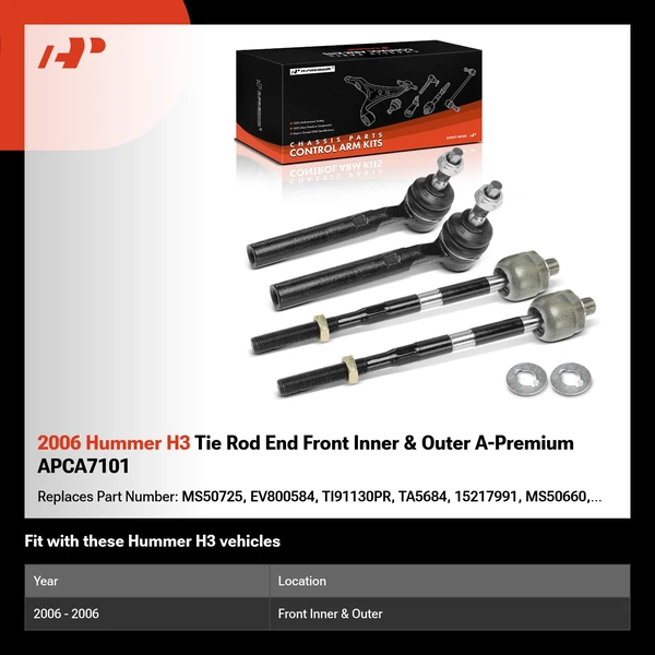 2006 Hummer H3 Tie Rod End Front Inner & Outer A-Premium APCA7101