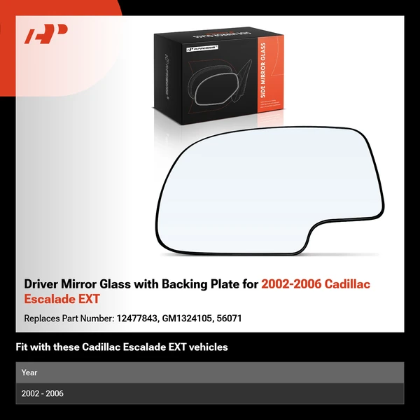 Driver Mirror Glass with Backing Plate for 2002-2006 Cadillac Escalade EXT