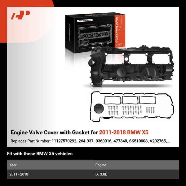 Engine Valve Cover with Gasket for 2011-2018 BMW X5