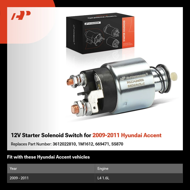 12V Starter Solenoid Switch for 2009-2011 Hyundai Accent