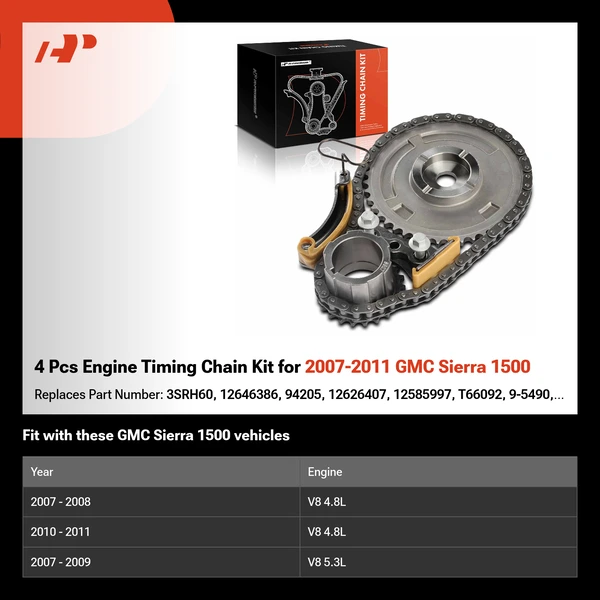 4 Pcs Engine Timing Chain Kit for 2007-2011 GMC Sierra 1500