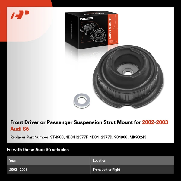 Front Driver or Passenger Suspension Strut Mount for 2002-2003 Audi S6