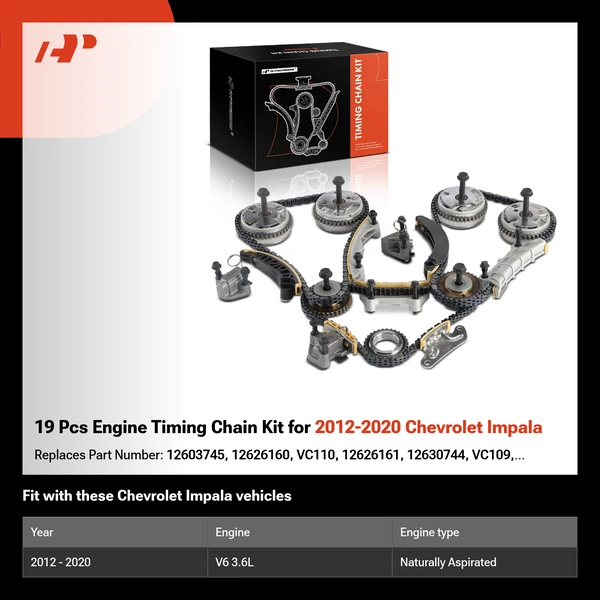 19 Pcs Engine Timing Chain Kit for 2012-2020 Chevrolet Impala