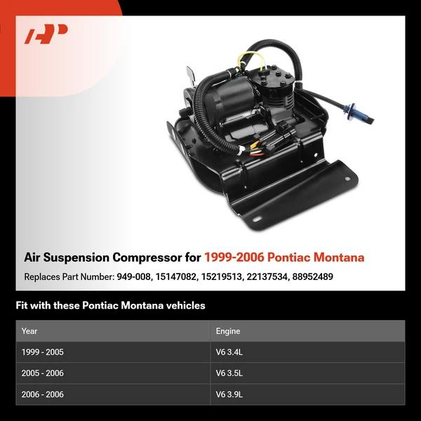 Air Suspension Compressor for 1999-2006 Pontiac Montana