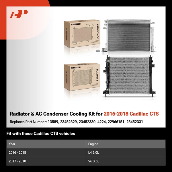 Radiator & AC Condenser Cooling Kit for 2016-2018 Cadillac CTS