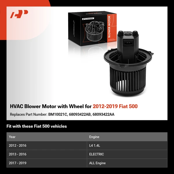 HVAC Blower Motor with Wheel for 2012-2019 Fiat 500