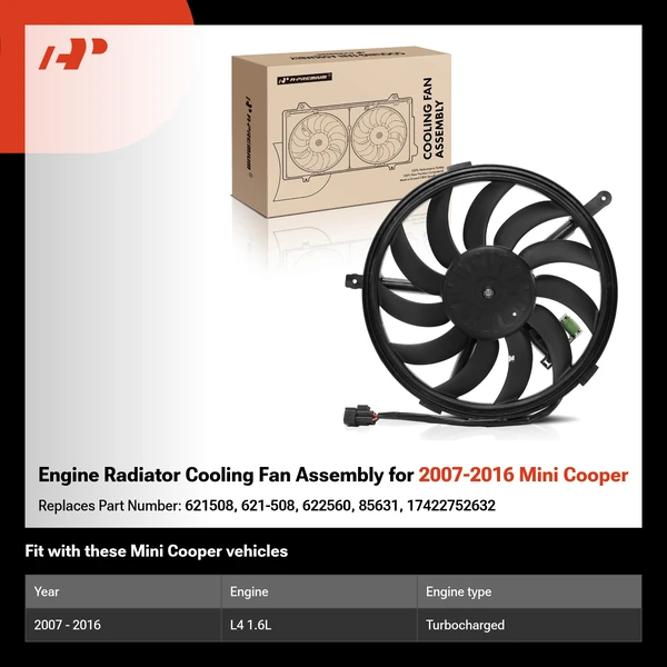 Engine Radiator Cooling Fan Assembly for 2007-2016 Mini Cooper
