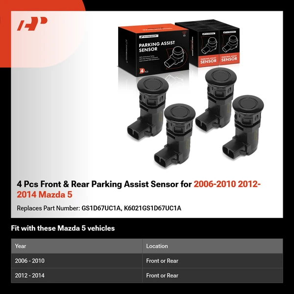 4 Pcs Front & Rear Parking Assist Sensor for 2006-2010 2012-2014 Mazda 5