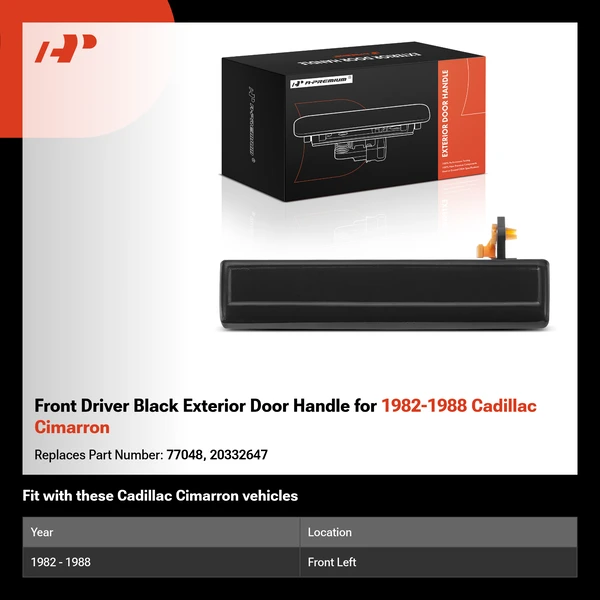 Front Driver Black Exterior Door Handle for 1982-1988 Cadillac Cimarron