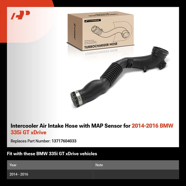 Intercooler Air Intake Hose with MAP Sensor for 2014-2016 BMW 335i GT xDrive