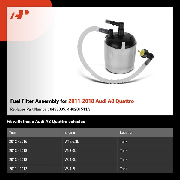Fuel Filter Assembly for 2011-2018 Audi A8 Quattro