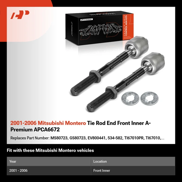 2001-2006 Mitsubishi Montero Tie Rod End Front Inner A-Premium APCA6672