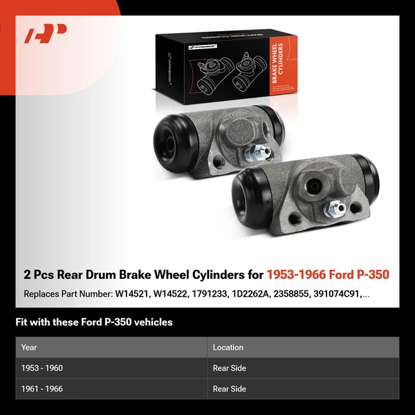 2 Pcs Rear Drum Brake Wheel Cylinders for 1953-1966 Ford P-350