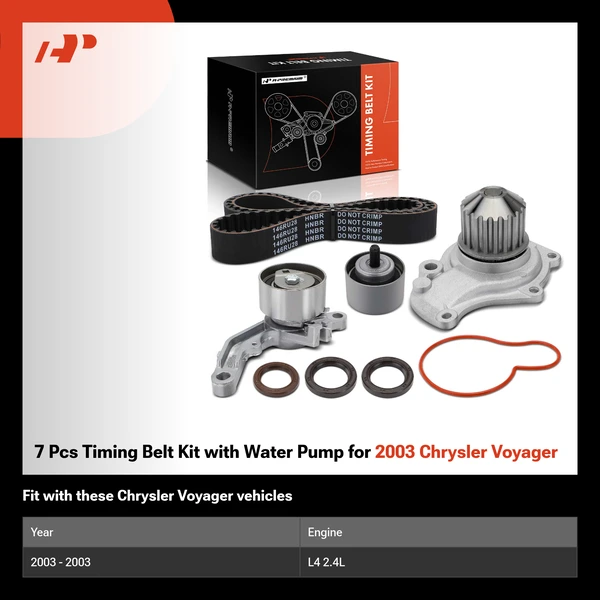7 Pcs Timing Belt Kit with Water Pump for 2003 Chrysler Voyager