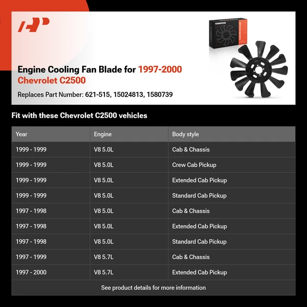 Engine Cooling Fan Blade for 1997-2000 Chevrolet C2500