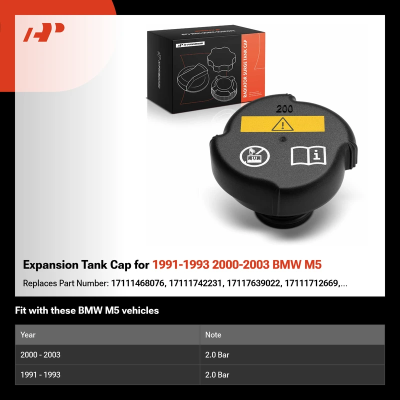 Expansion Tank Cap for 1991-1993 2000-2003 BMW M5