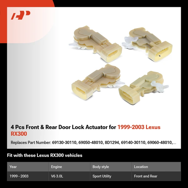 4 Pcs Front & Rear Door Lock Actuator for 1999-2003 Lexus RX300
