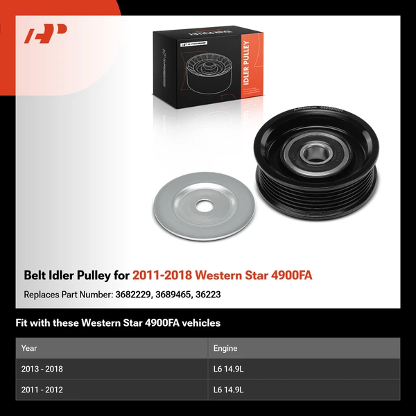 Belt Idler Pulley for 2011-2018 Western Star 4900FA