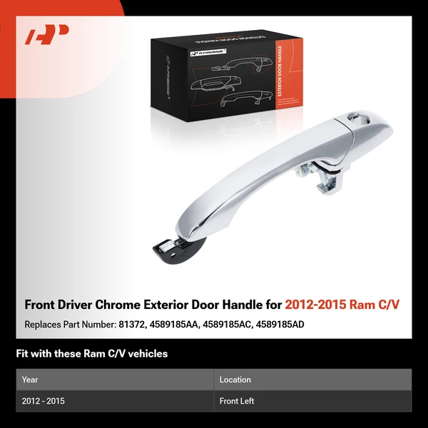 Front Driver Chrome Exterior Door Handle for 2012-2015 Ram C/V